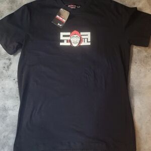 Netflix Black Tee with Red and White Graphic